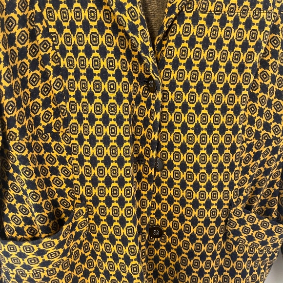 CAbi Kensington Proper Standout Medallion Blazer Jacket 3372 Mustard & Blue Med. - Picture 3 of 13